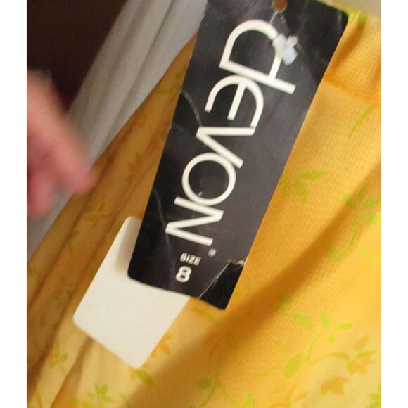 sz 8 Vintage 1970's Womens Skirt FLOWER PRINT DEVON YELLOW SECRETARY SKIRT USA - Picture 6 of 10
